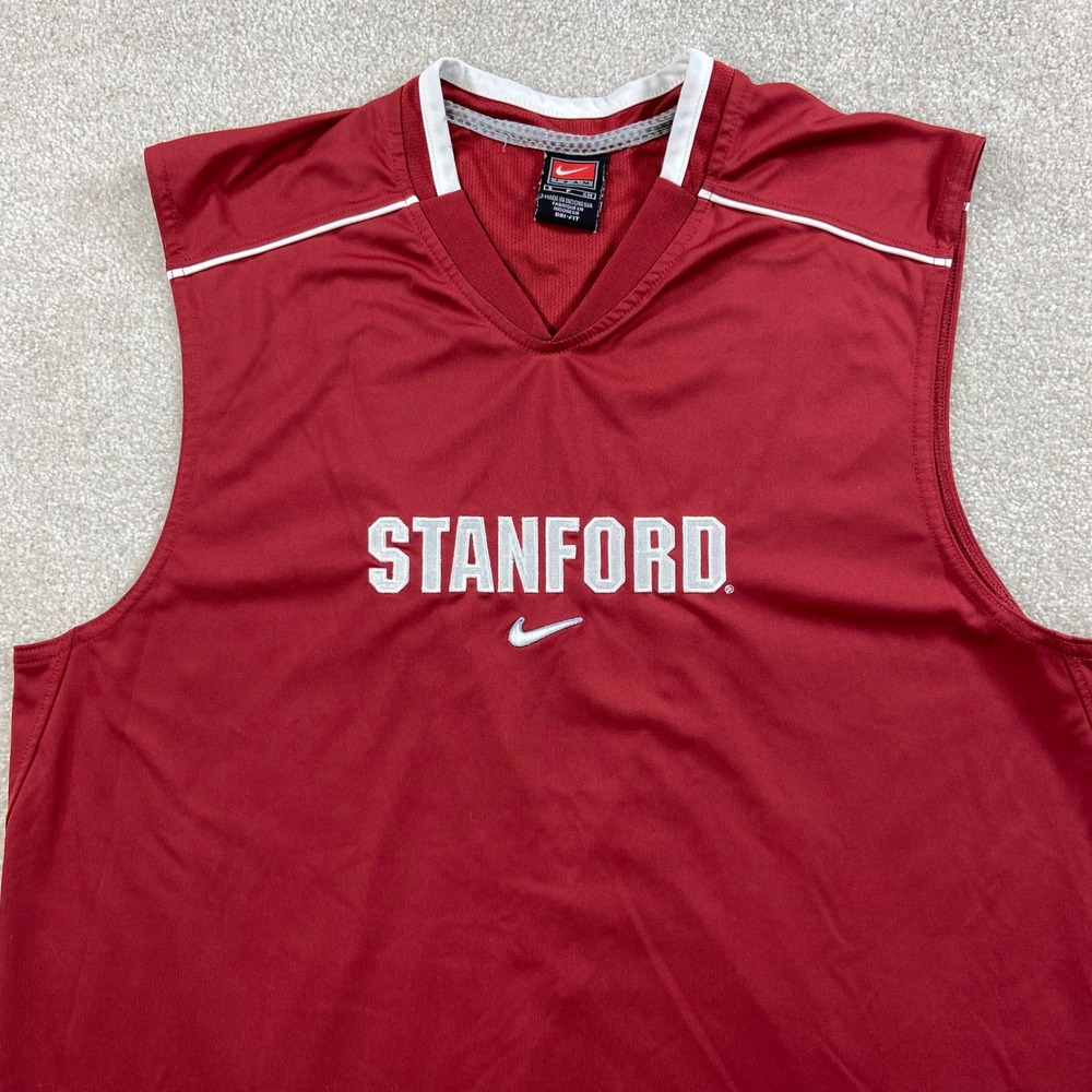 Nike Stanford Cardinal Shirt Mens Small Red Sleeveless Basketball Dri-FIT H6BID